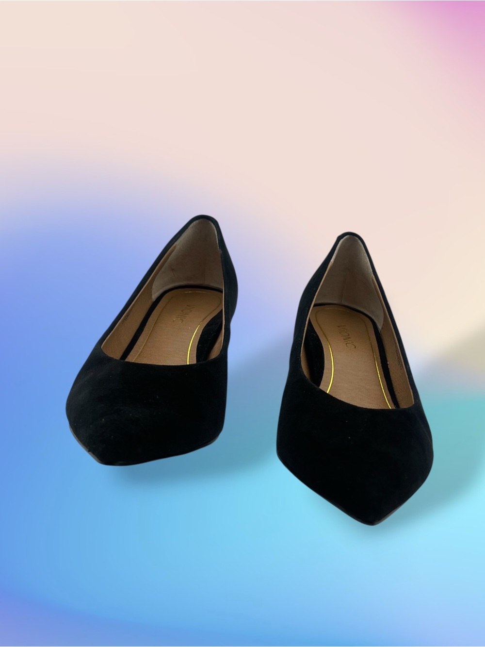 Vionic Josie Black Suede Pointed Toe Kitten Heel Pump Orthotic Comfort Size 6.5 - Picture 4 of 14